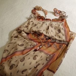 Zara boho chic paisley maxi dress size XXS, in golds, russets, and taupe